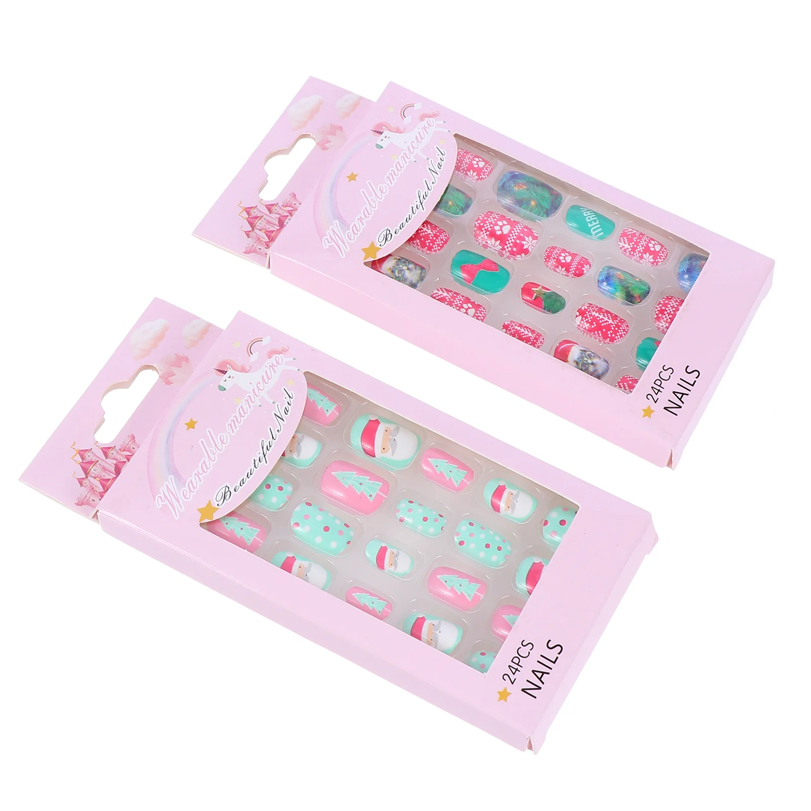 

2 boxes/48pcs Christmas Nail Removable Manicure Patch False Nails