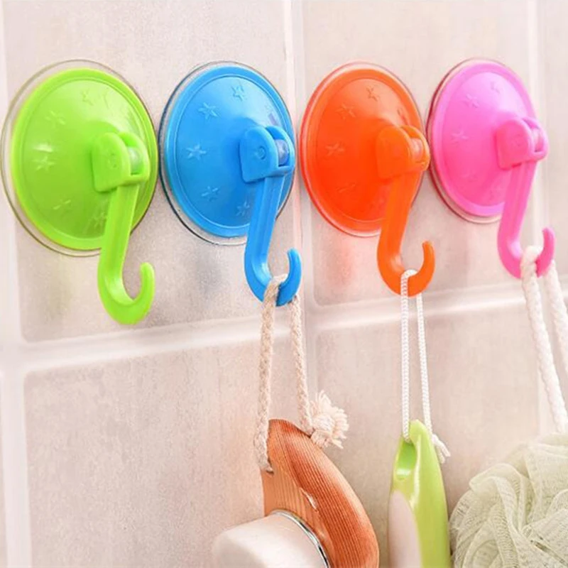

1 Pcs Plastic Vacuum Sucker Hook Kitchen Bathroom Clothes Coat Wall Suction Cup Hanger Color Random Bathroom Accessories Home