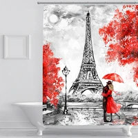 shower curtains 180cm eiffel tower printed paris style bathroom curtain romatic water repellent 71 inches home decorative scenic