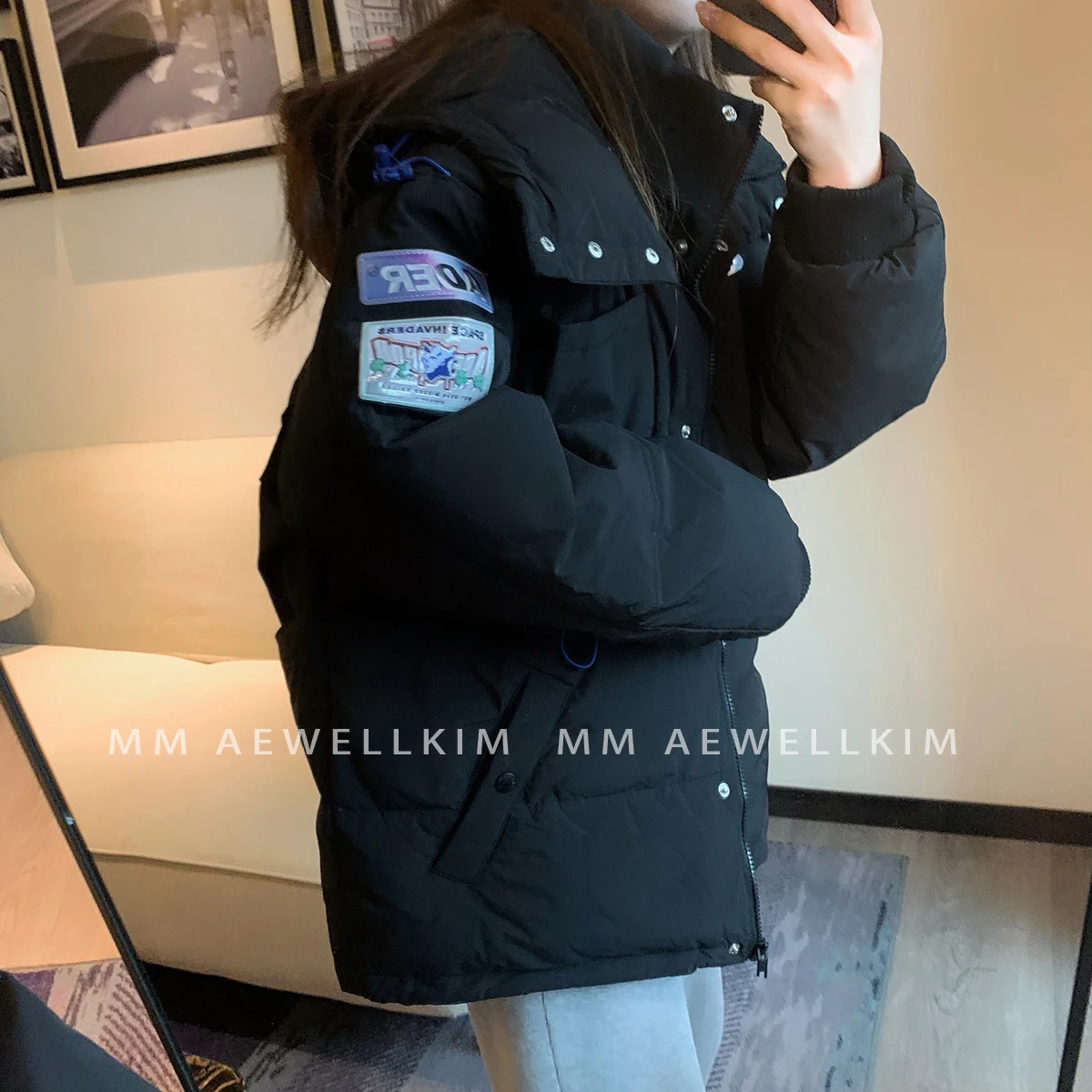 Ader error winter new style men's and women's high-quality hooded Korean white duck down down jacket