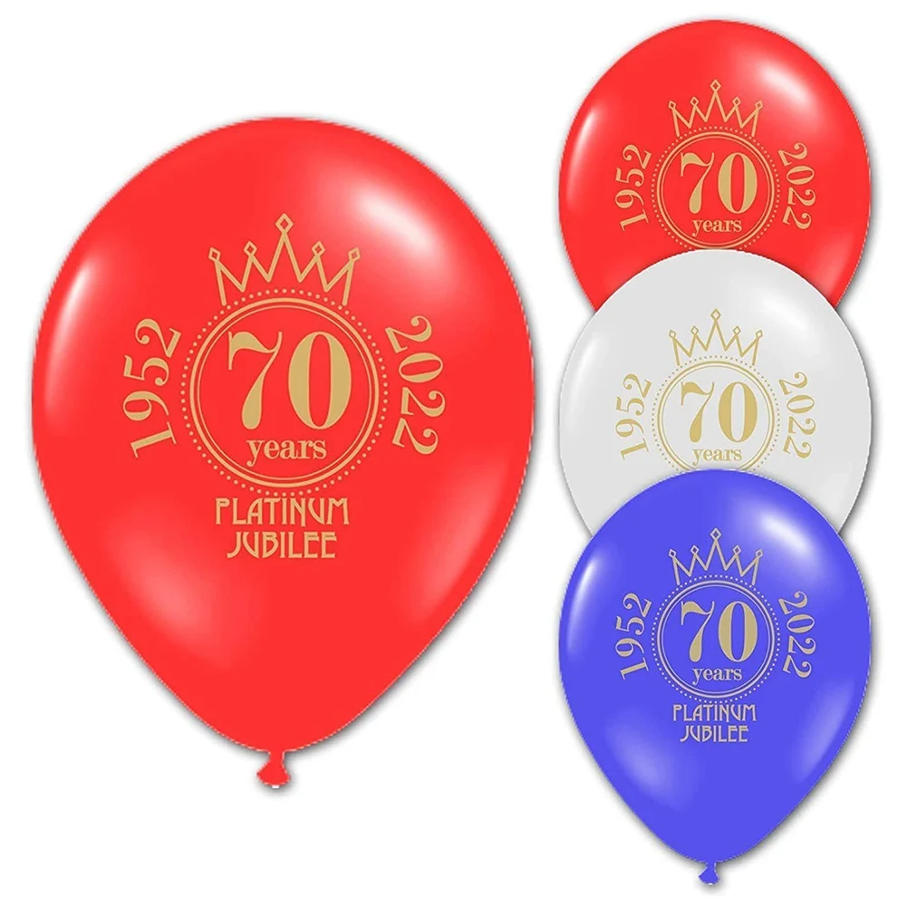 

10/20Pcs 70th Jubilee Balloons 12in Printed Latex Balloons Red White And Blue For To Celebrate The Queen's 70th Anniversary