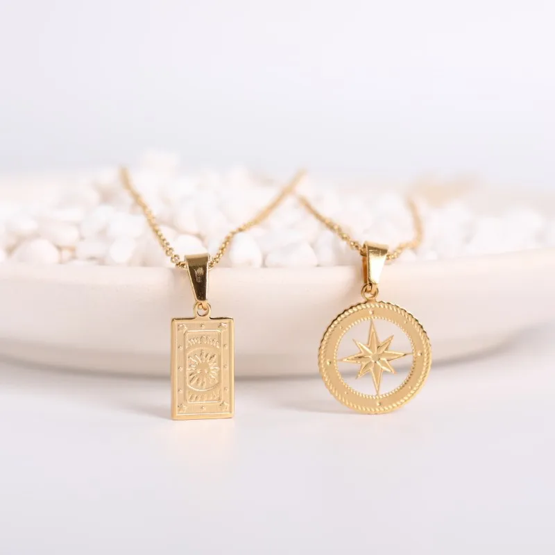 

New Tarot Sun Polaris Pendant Titanium Steel Women's Necklace 316 Stainless Steel Plated Necklace Waterproof Chain