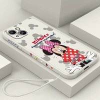 fashion cute mickey for apple iphone 13 12 11 pro max mini xs xr x 8 7 6s 6 plus liquid left rope phone case capa cover