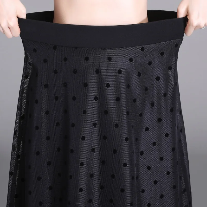 Флокированная сетчатая юбка в горошек новинка весны 2022 эластичное покрытие с