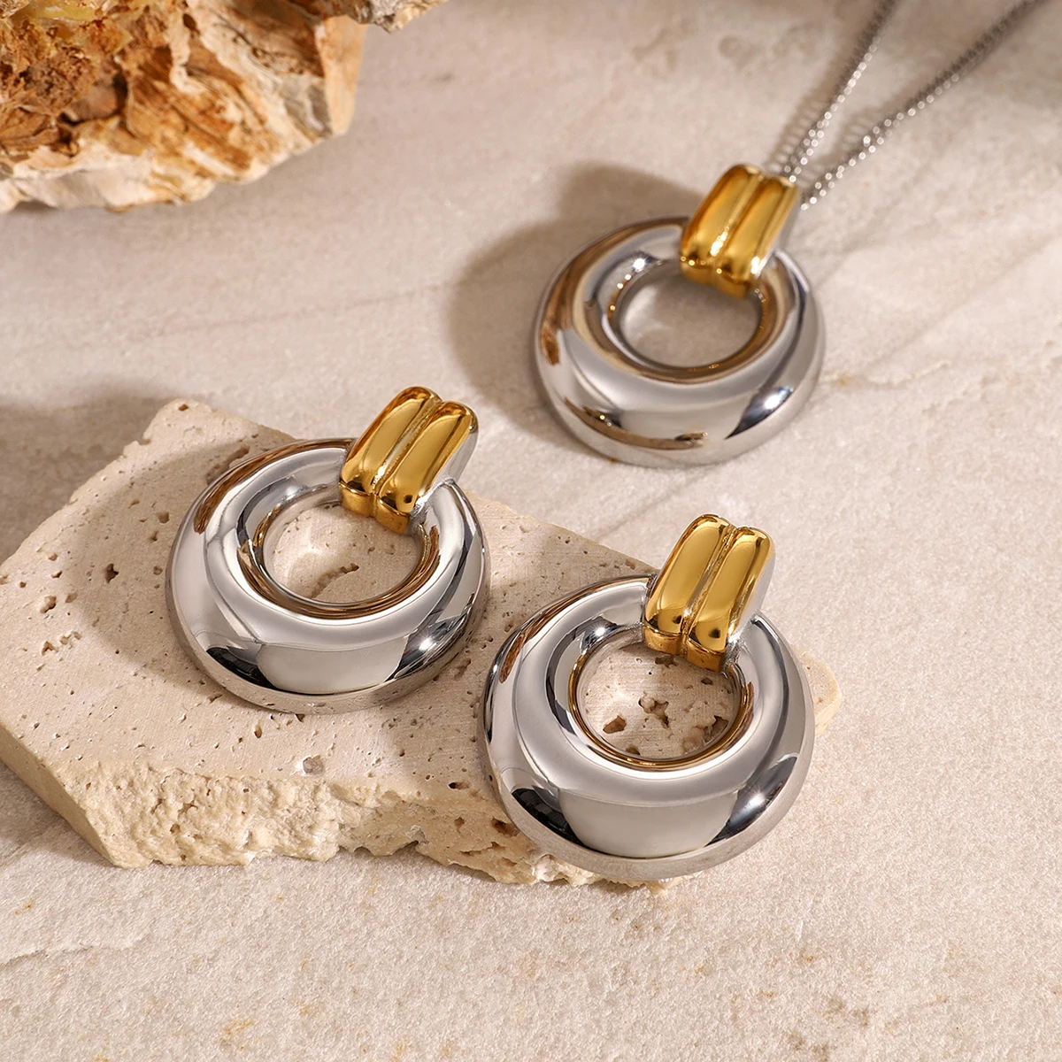 Модные новые серьги Uworld в виде кольца из нержавеющей стали с блокировкой цвета