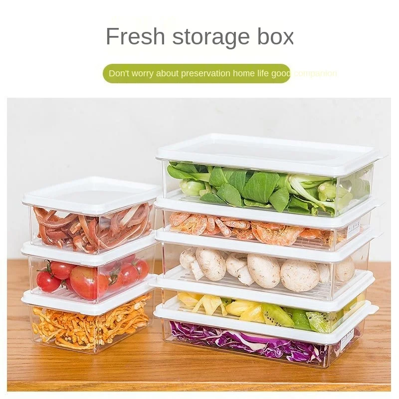 

Kitchen Refrigerator Storage Containers with Lids Plastic Food Storage Box Transparent Sealed Canister Keep Fresh Organizer Box