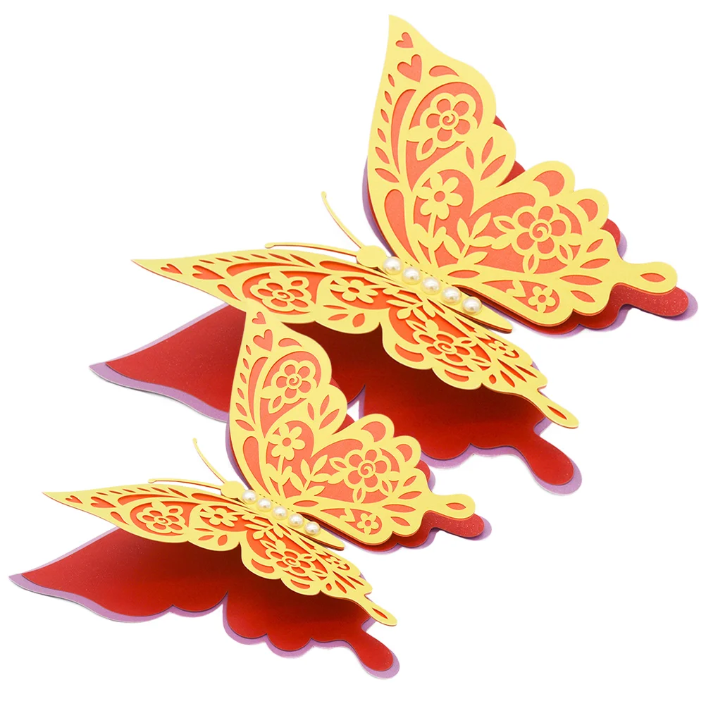 

2 Pcs Butterfly Wall Sticker Home Décor 3d Butterflies Wedding Butterflies Window Decals Pearl Paper Kids Room Wallpaper