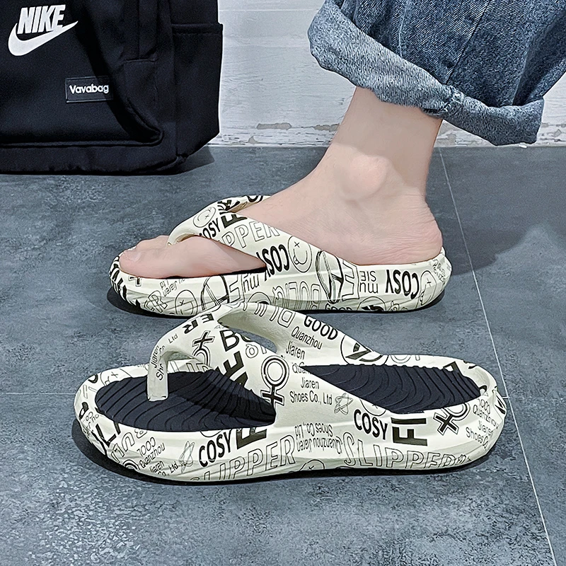 

Summer Flat Non-slip Men's Flip Flops Casual Outdoor Non-slip Comfortable Soft Bottom Versatile Solid Concise 2023 Men Slippers