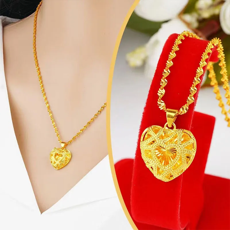 

Hot Peach Heart Atmospheric Women's Necklace