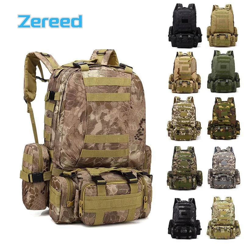 

55L Large Capacity Waterproof Outdoor Sports Trekking Travel Camping Hunting Climbing Bags Military Tactical Backpack Rucksack