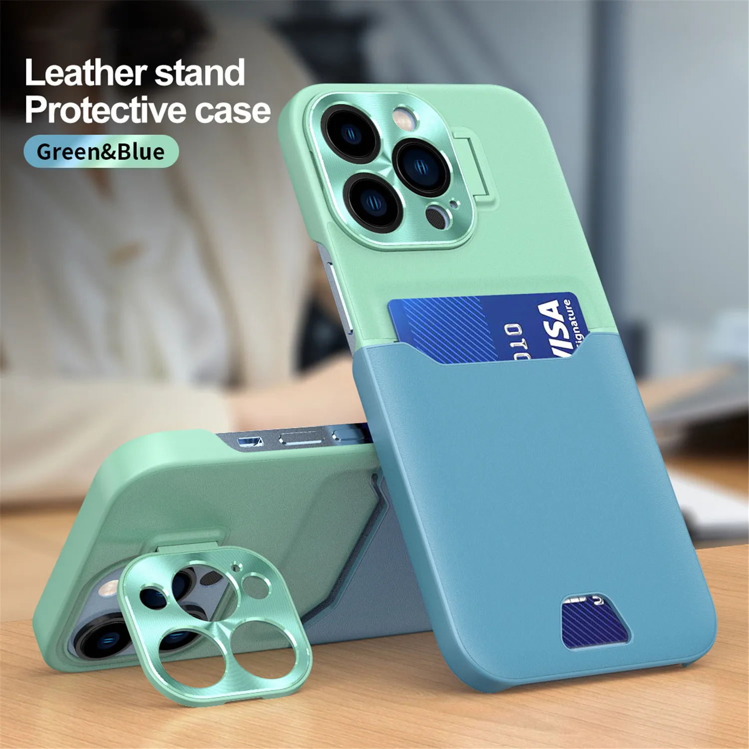 

Luxury Leather Stand Camera Protective Case For iPhone 14 Plus 12 13 Pro Max Card Slot Holder Phone Cover For iPhone 12 13 Mini