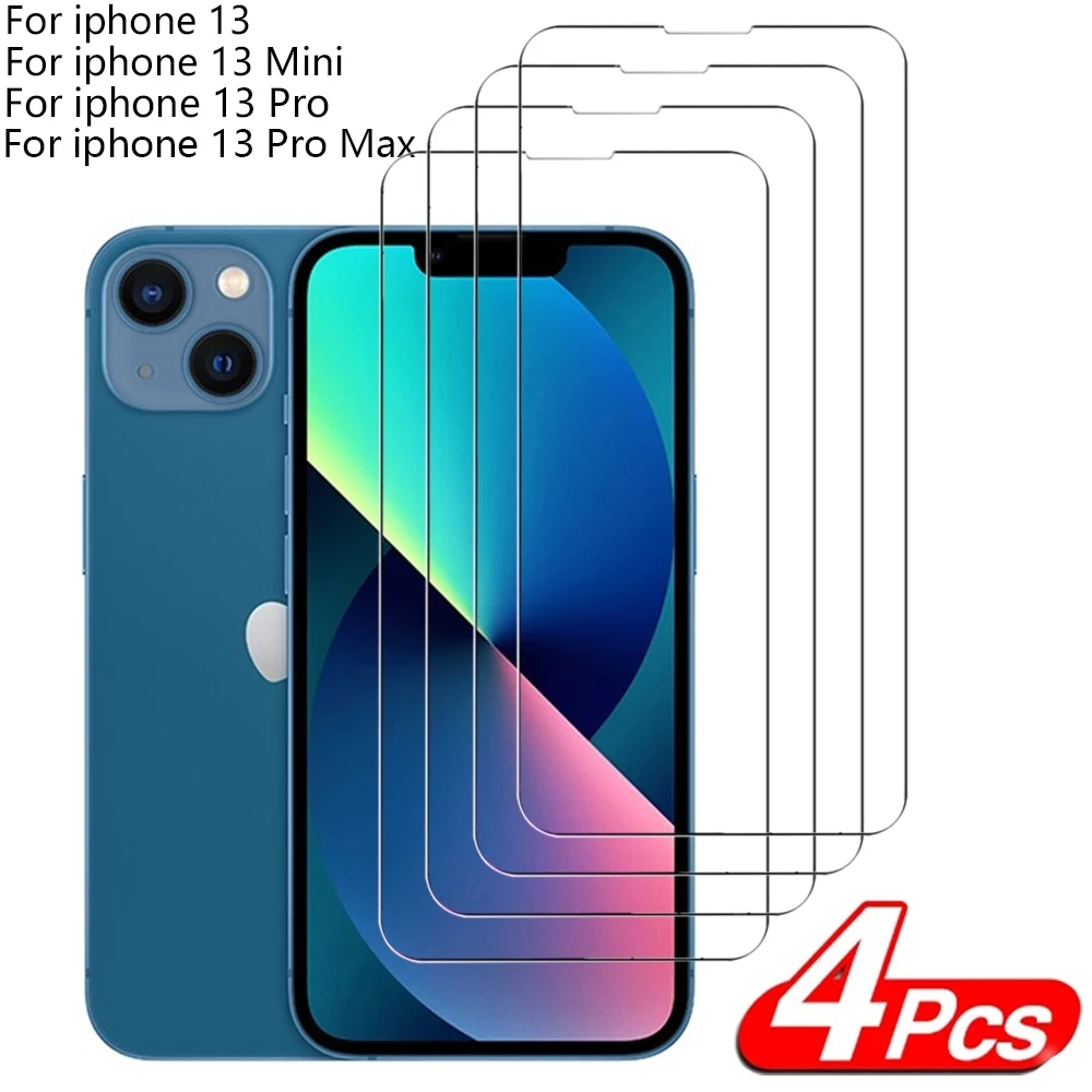 

4 шт. закаленное стекло для IPhone 13 12 11 Pro XS Max Mini 6 6S 7 8 Plus SE 2020 X XR Защитные пленки для экрана