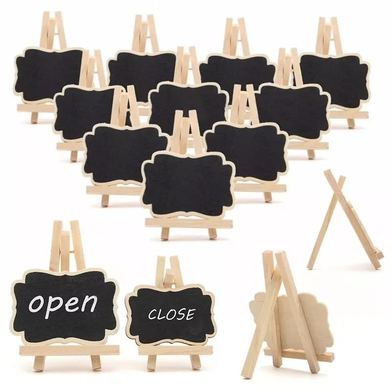 

5 PCS/Set Mini Wooden Blackboard Menu Message Label Board Stand Chalkboard Portable Wedding Party Decor Memo Clips Ornaments