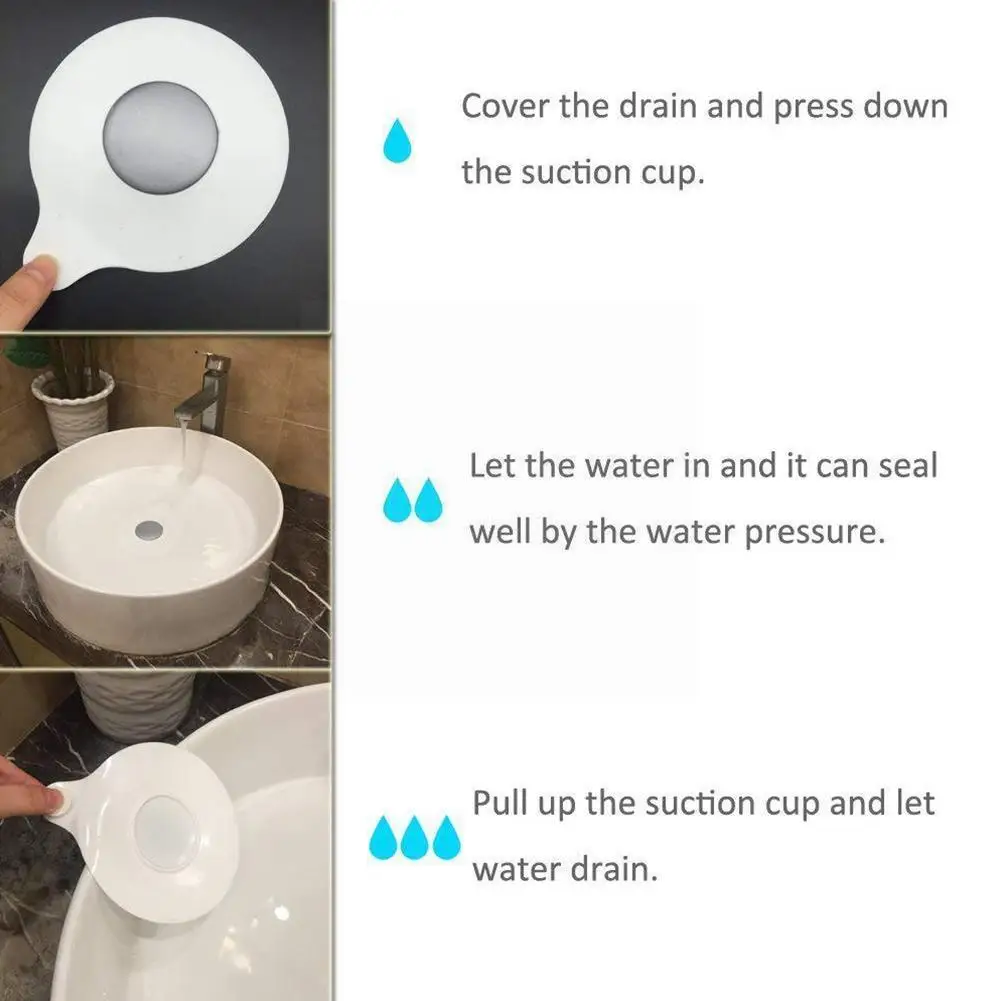 

Bathroom Waterproof Plug Water Floor Leakage Pool Cover Bath Tub Silicone Drain Design Cover Bathtub Stopper Water-drop Y7a1