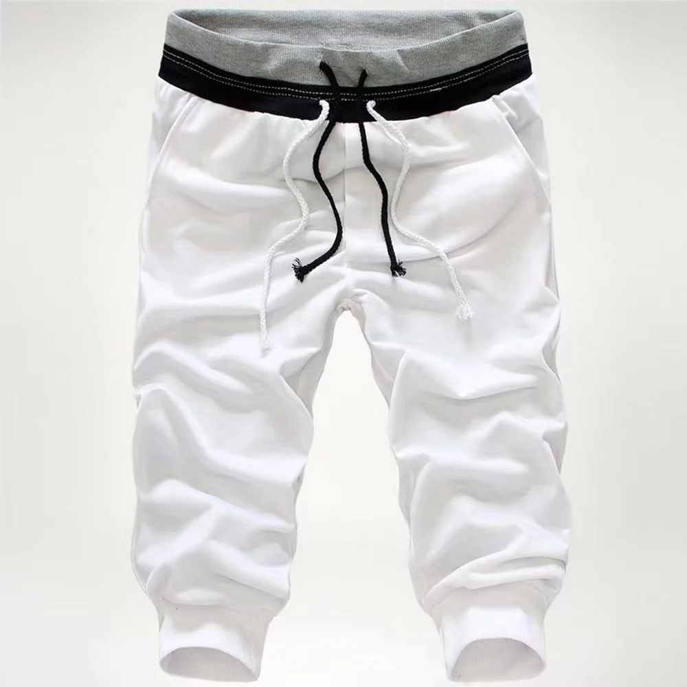 

Men's Casual Cropped Trousers Man Summer Drawstrin Loose Sports Sorts Sports Printin Basketball Pants Male Fasion Streetwear