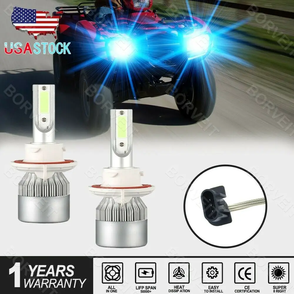 

2x H13 LED Headlight Bulbs 8000K For ATV Honda Pio-neer 1000 SXS1000M3 2016-2018 Hi Low Beam