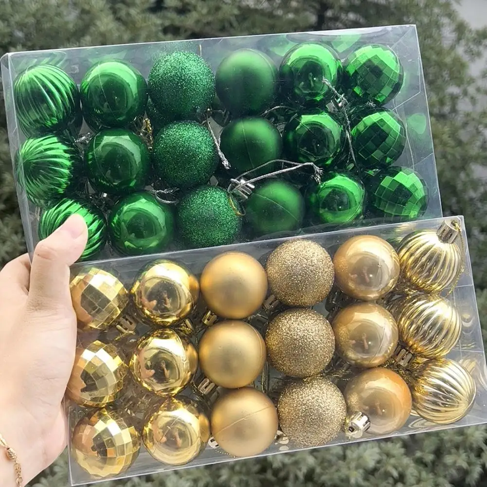 

36Pcs/Set Christmas Ball Pendant Decorative Hanging Decor Plastic Beautiful Glitter Hanging Ball Decor Ornament