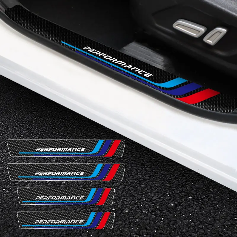 

4Pcs Car Door Threshold For BMW Performance X3 X4 Scuff Plate Carbon Fiber Sill Protector Stickers Auto Door Entry Pedal Guards