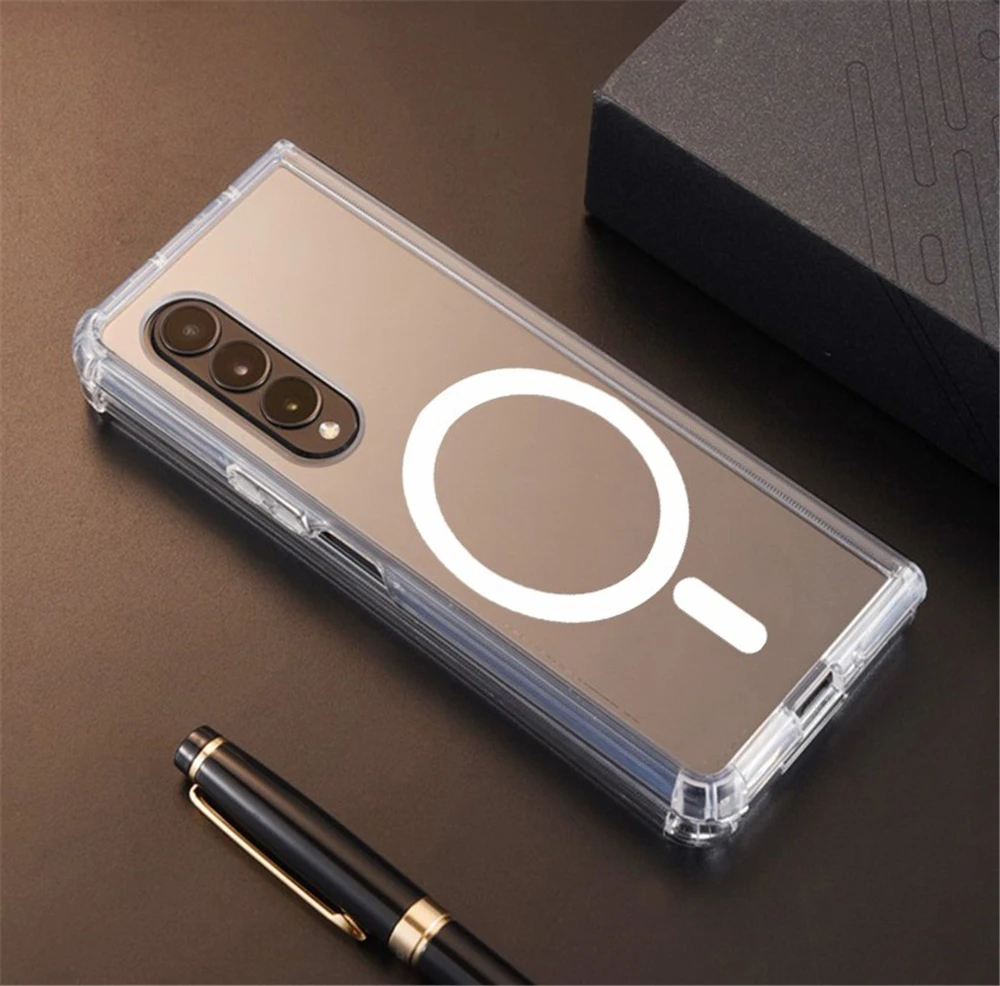 

Magnetic For Magsafe Phone Case For Samsung Galaxy Z Fold3 Fold 4 Fold4 Fold 3 Zfold4 Reinforced Corners Shockproof Clear Cover