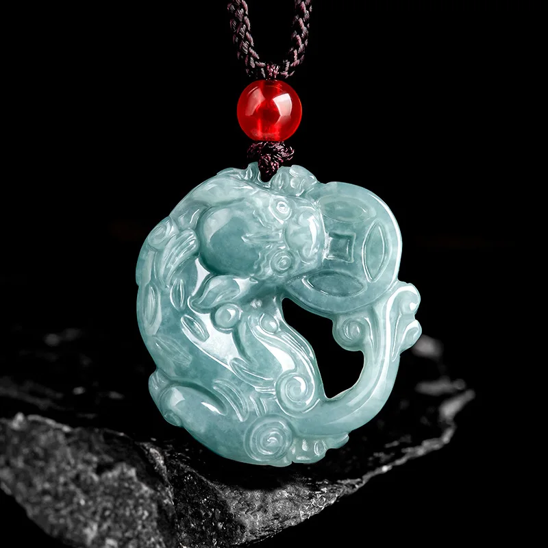 

Jia le/ручная работа/натуральный нефрит синяя вода Lucky Pi Xiu Изумрудный кулон ожерелье ювелирные изделия для мужчин и женщин парные амулеты