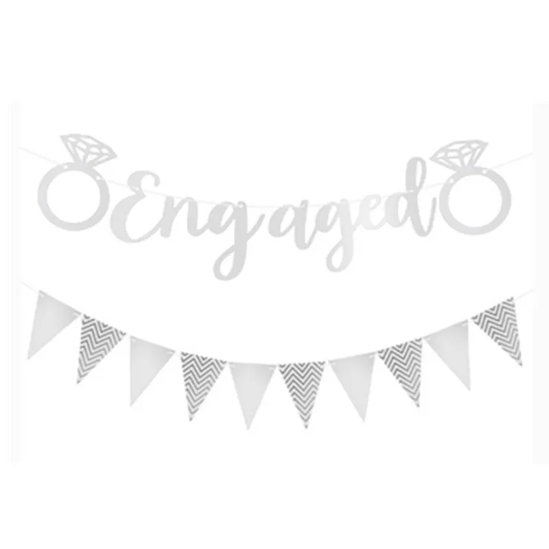 Party Decoration Rose Gold Diamond Ring Engaged Banner Triangle Gilding Pennant Hen Bachelorette Girl Bridal Shower |