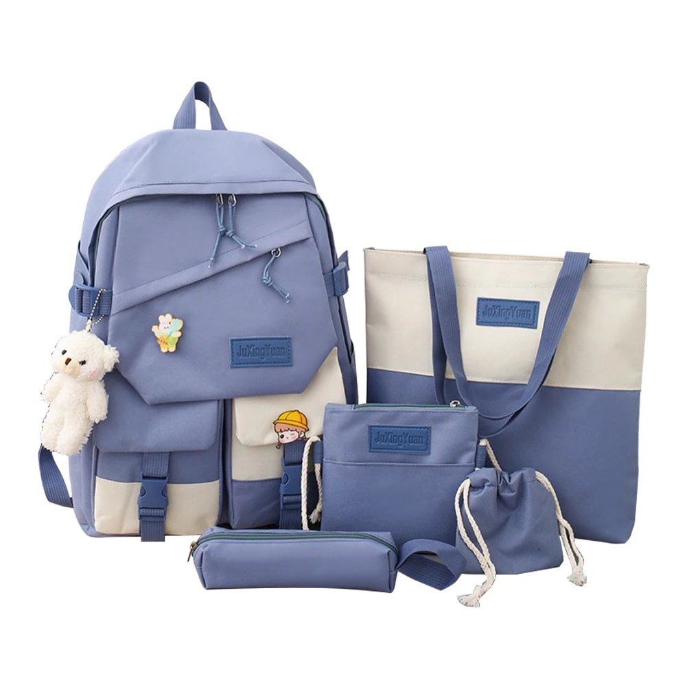 

5pcs Sets Children's School Backpack Kawaii Women's Bagpack Bookbag Laptop Bag For Teens Girls Students Totes Sac Mochila 2023