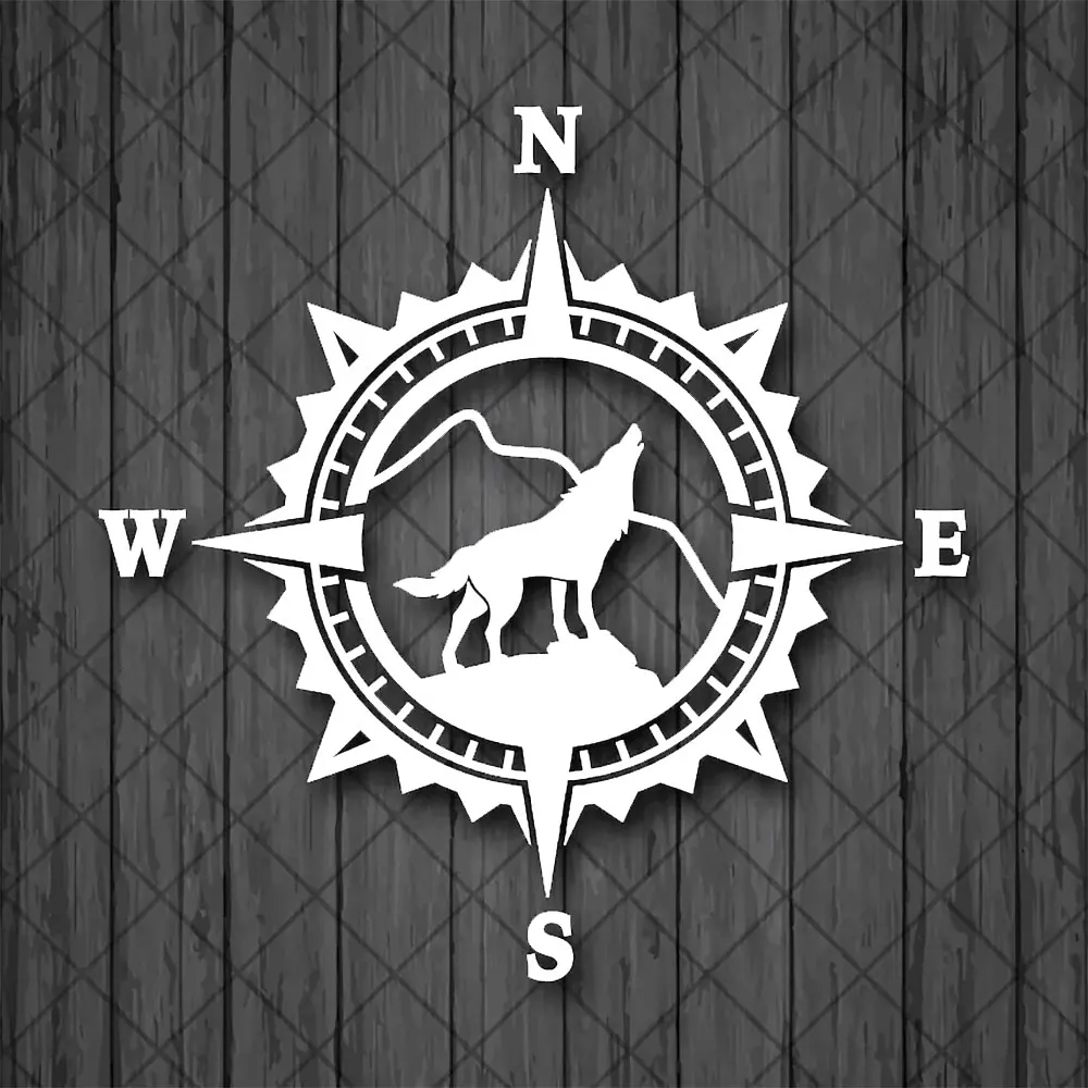 

Виниловые наклейки с изображением волка и компаса