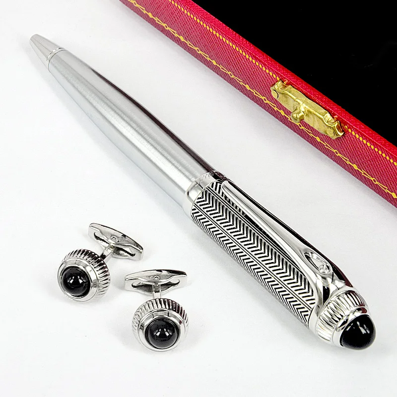 

MSS Roadster de CT Luxury Ballpoint Pen Black Stripe Arrows Pattern Silver Trim Writing Smooth Classic Office School Stationery