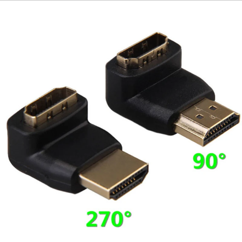 

High-definition Hdmi Adapter 90 Degrees 270 Degrees Right-angle Side Bend Male to Female Elbow Conversion TV Turning Head