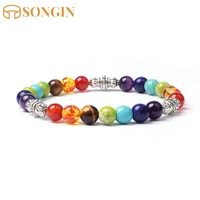 natural aaa stone bracelet trend 8mm multicolor seven chakra bracelet for diy jewelry women men sport hand string accessories