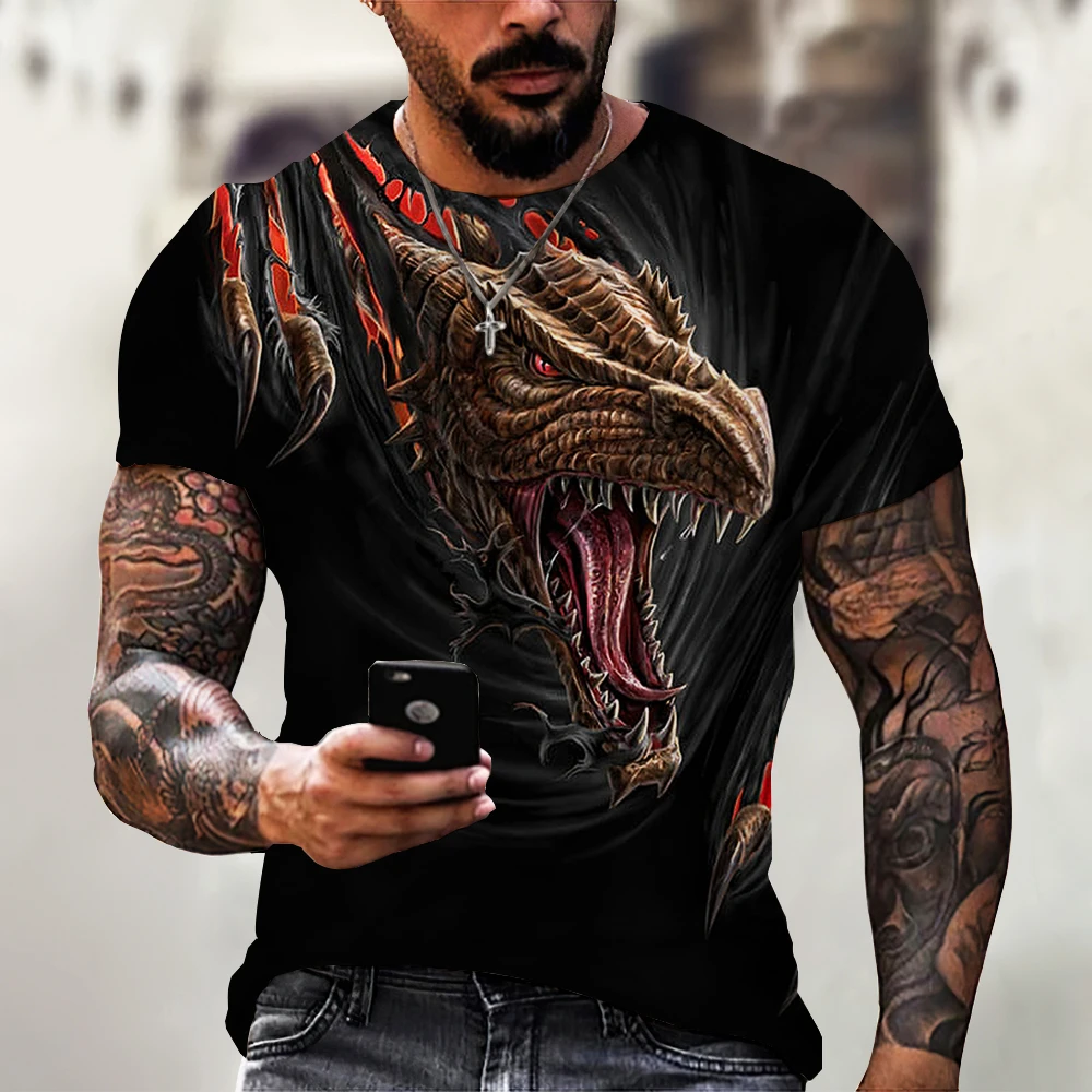 

Summer Men's T Shirt 3D Monster Graphics Tops 2022 New Fashion Short Sleeve Crew Neck Oversized Casual Sweatshirts Camiseta Mens