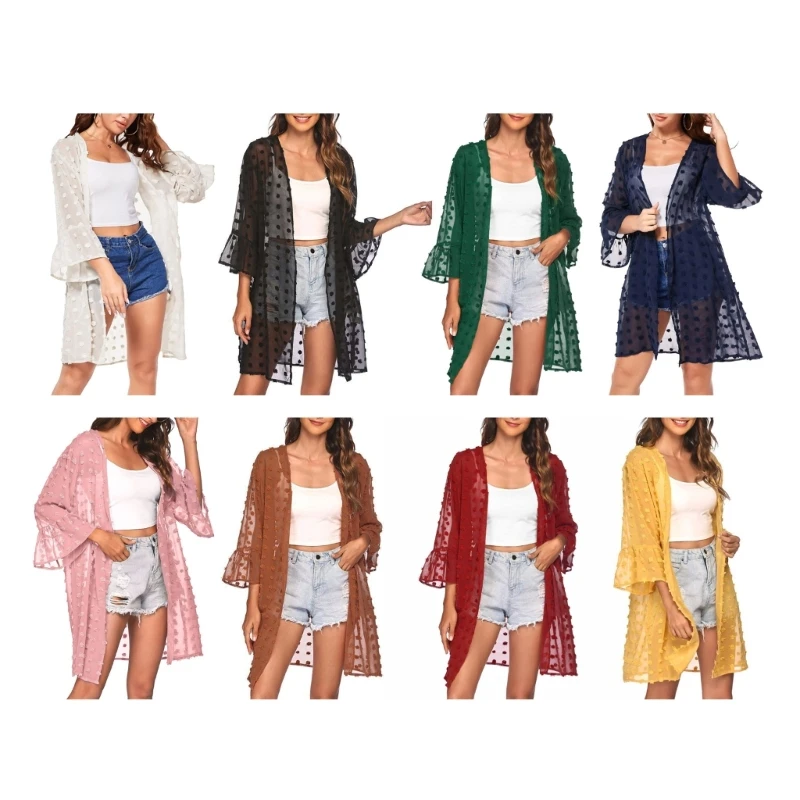 

Women Sexy Three-Quarter Sleeve Beachwear Covers Shirt Down Sleep Swimwear Cover