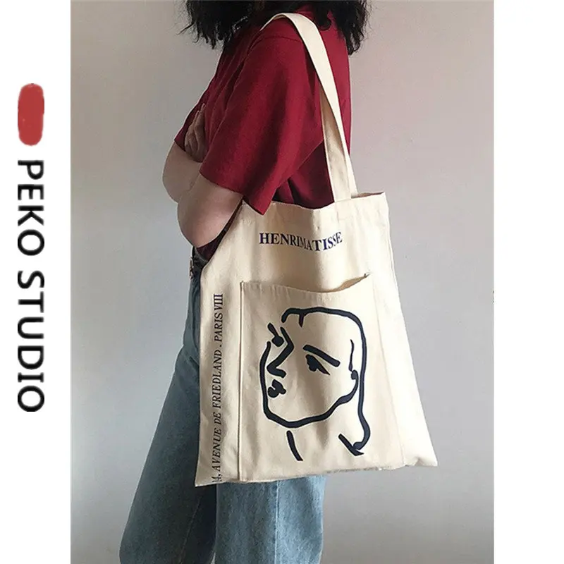 

Новинка 2022, Женская Мягкая Повседневная Большая Холщовая Сумка для покупок, Студенческая сумка для книг, хлопковая многоразовая Экологичес...