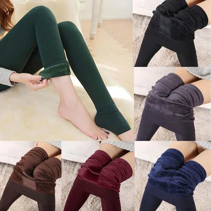 

Winter Warm High-waist Leggings Super Thick Elastic Tight Leggings Windproof Lasting Warmth for Women B99