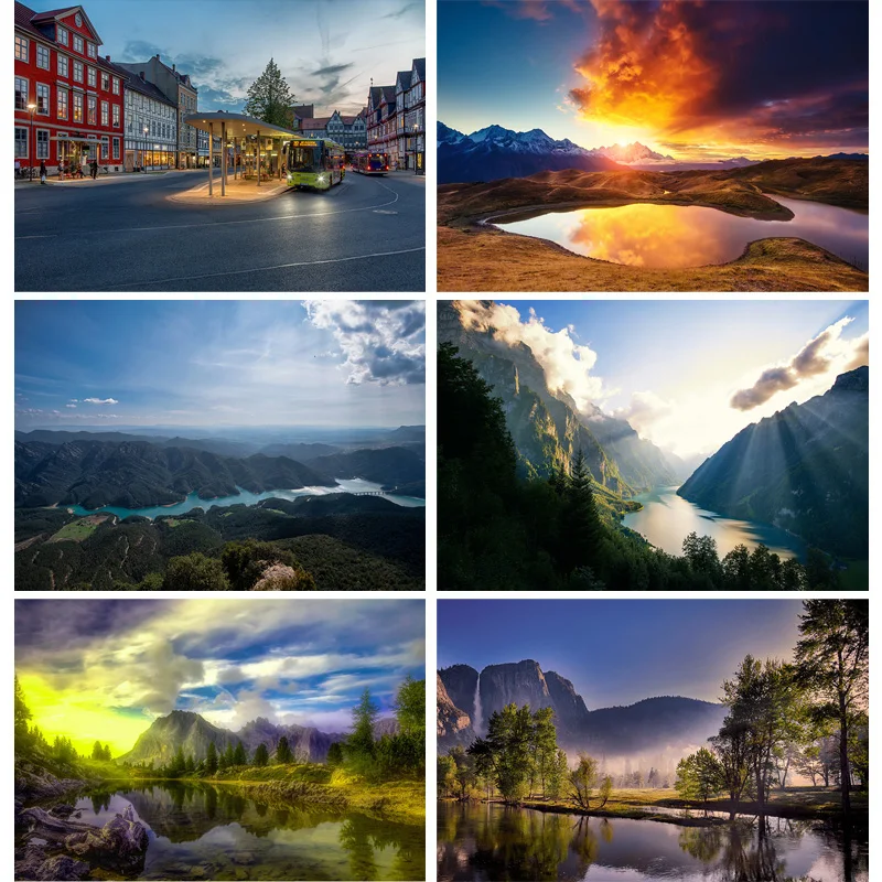 

SHUOZHIKE Natural Scenery Photography Background Landscape Lake Travel Castle Photo Backdrops Studio Props SDF-02