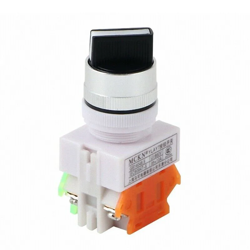 

1 шт., кнопка поворотного переключателя 22 мм1НО/1NC, 4 винтовых клеммы, маленький размер, 2/3 положения, ВКЛ-ВЫКЛ-ВКЛ LAY7 LAY37 Y090-11X2