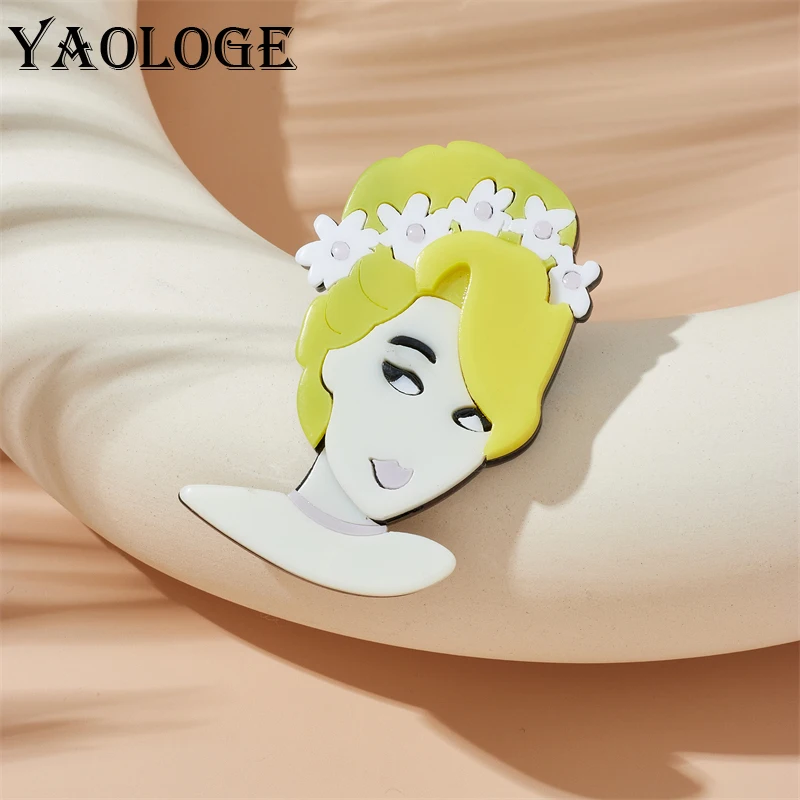 

YAOLOGE акриловые сексуальные желтые женские броши для волос для женщин, новая трендовая фигурка, значок, брошь, булавки ручной работы, ювелирн...