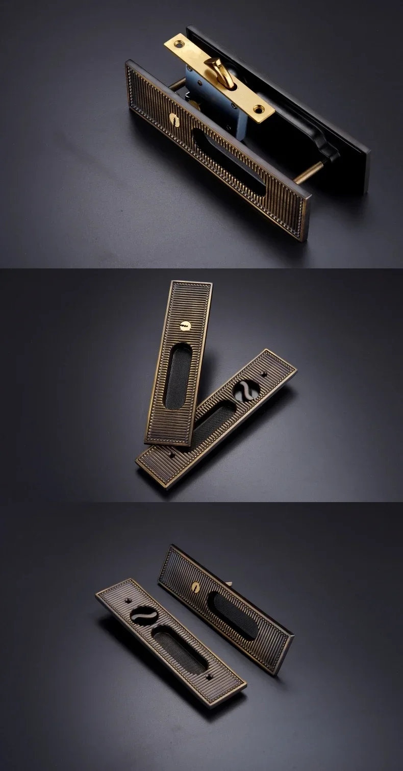 Латунный набор замков для раздвижной двери современный полосатый двухтактный