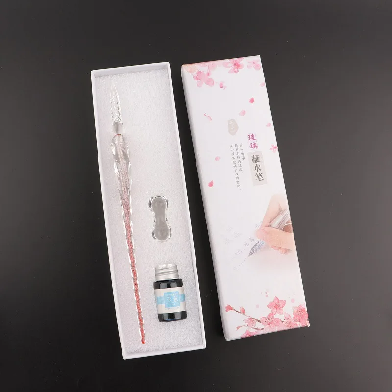 

Новый изысканный набор 3/7/15 шт. 3D стеклянных ручек с цветком, ручная работа, хрустальная ручка с чернилами для рисования каллиграфии, детские подарки, канцелярские принадлежности