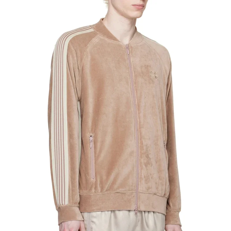 Куртка Мужская/Женская бархатная с вышивкой-бабочкой и тесьмой пальто оверсайз