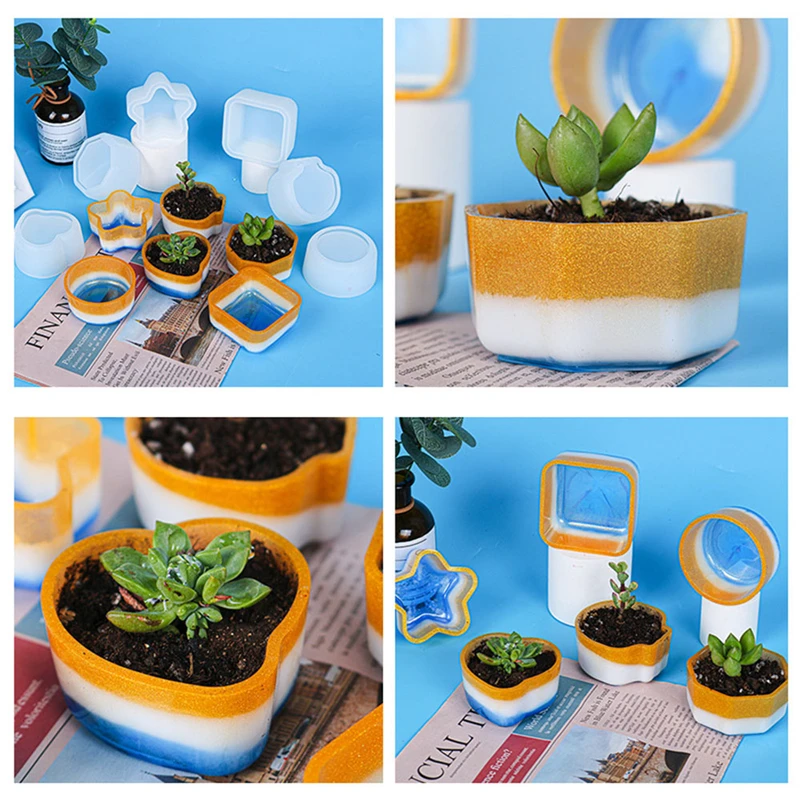 

Mini Geometric Creativity Silicone Plant Pot Molds Concrete Cement Form DIY Arts Aroma Craft Moulds Flowerpot Clay Plaster Mold