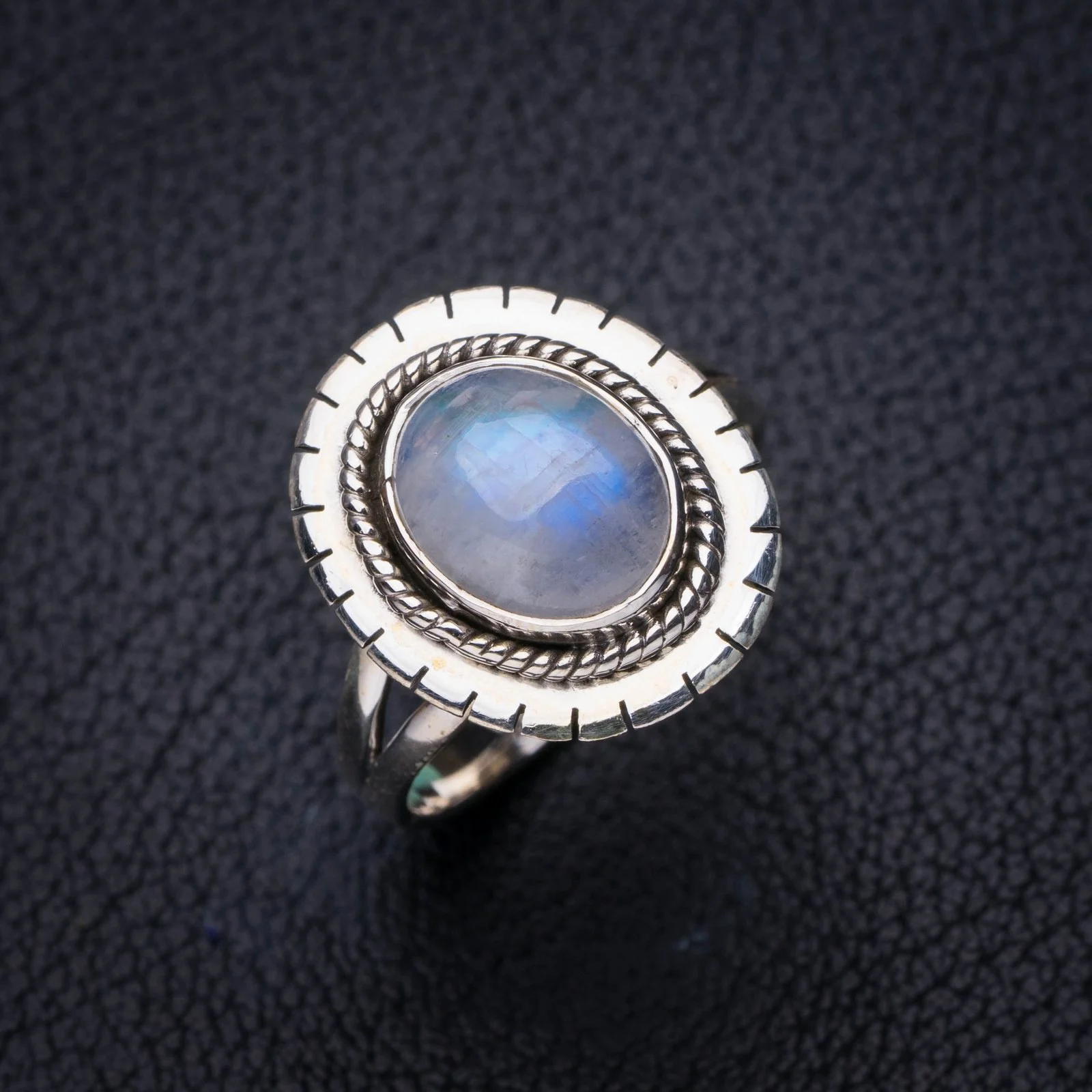 

StarGems Natural Moonstone Handmade 925 Sterling Silver Ring 8.5 E8960