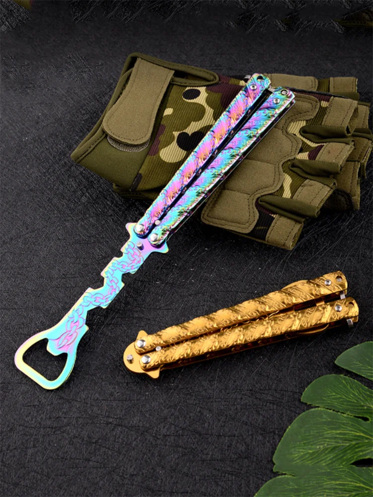 

Folding Beer Opener Knife Foldable Stainless Steel Cutter Portable Corkscrew Tools Butterfly Knife Bars Club Kitchen Accessories