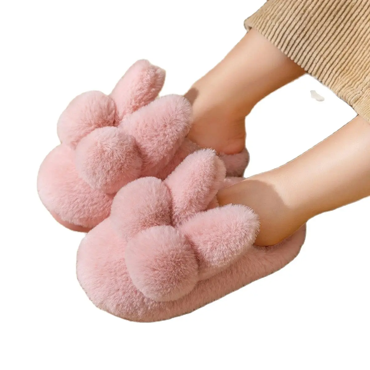 

Children's cotton slippers, non slip, indoor warmth, fluffy slippers, solid color girls' slippers, children's home shoes