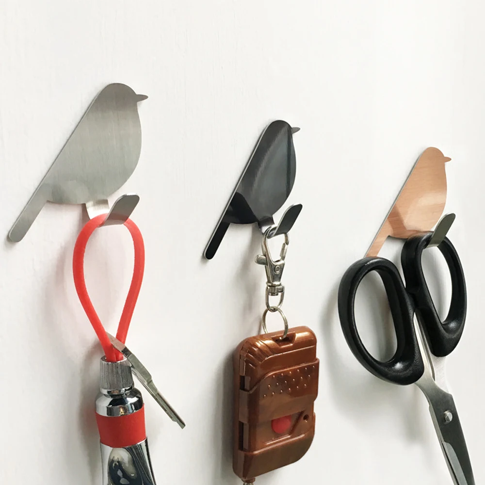 

2PC Nordic Style Key Holder Wall Traceless Bird Shaped Hook Key Hook Wall Key Coat Hanger Vintage Free-Punching Key Hanger Hook