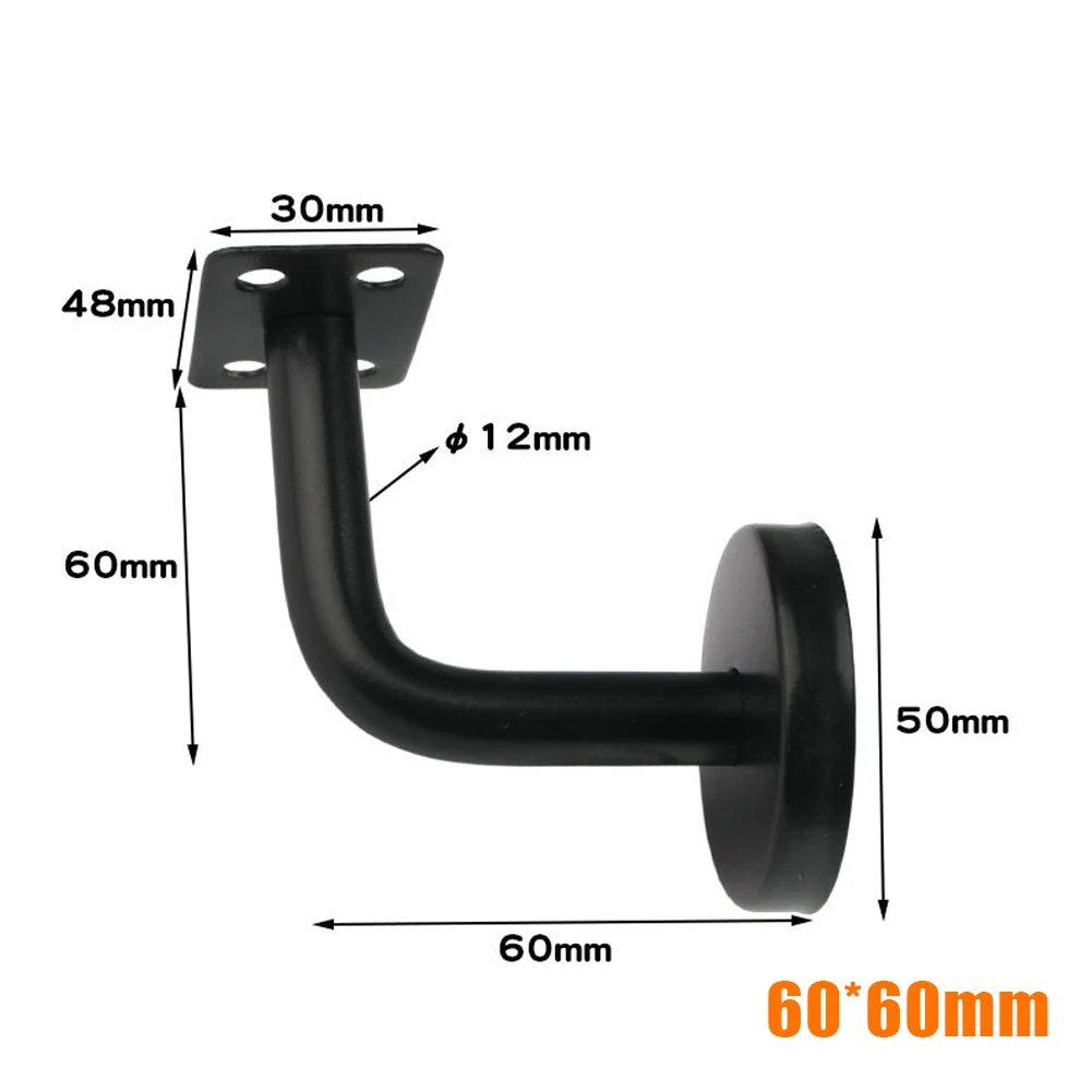 

1pc 60/80mm Handrail Brackets Stair Hand Rail Bannister Support Mopstick Timber Black Stainless Steel Wall Mounted Bracket