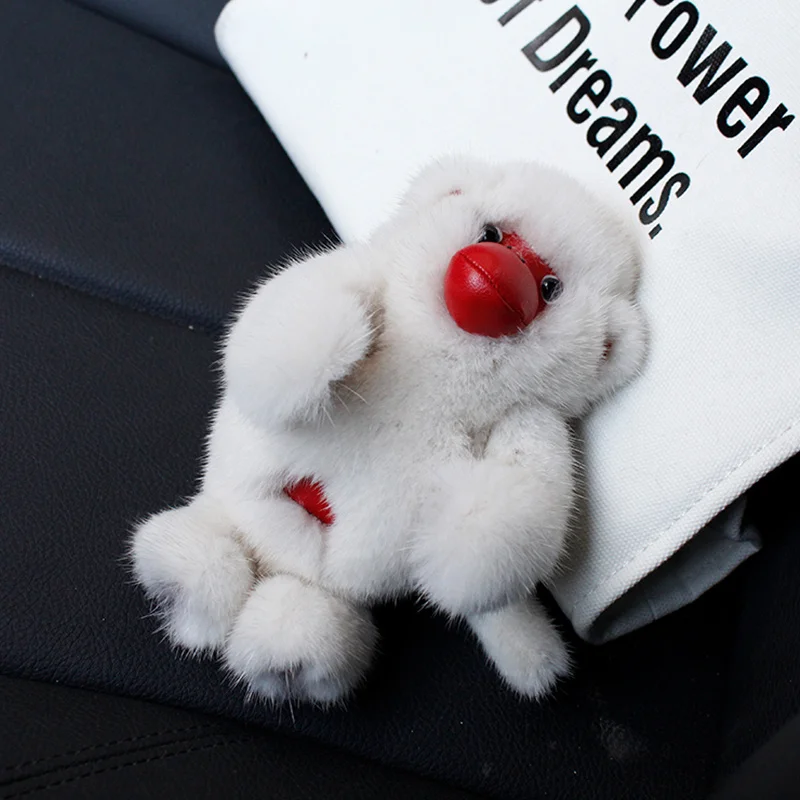 

Car Key Chain Key Pendant Mink Hair Monkey Key Pendant Couple Pendant Cute Simple Personality Creative Plush Bag Pendant