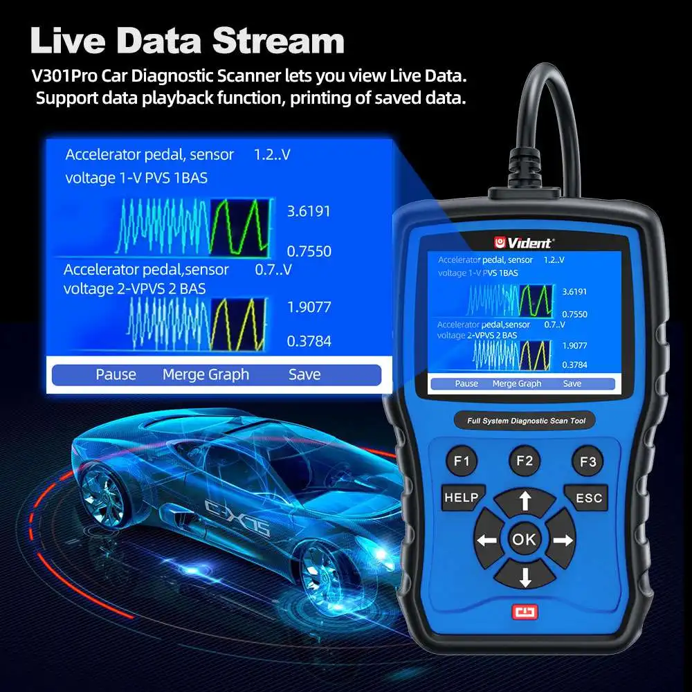 Сканер Vident V301PRO OBDII для VAG VW/Audi/Skod/SEAT/BENTLEY считыватель всех системных кодов SAS EPB DPF