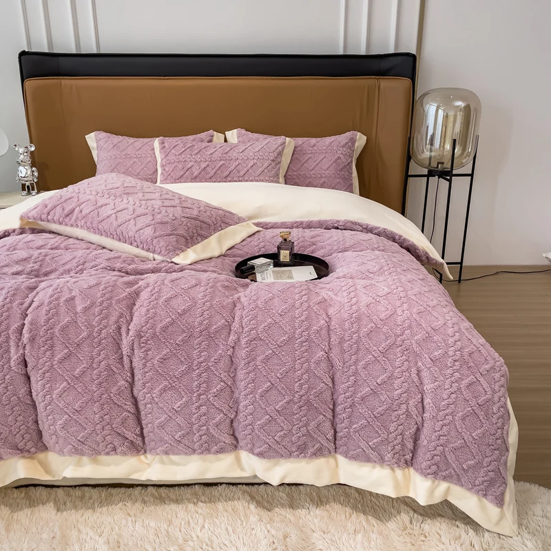 

Бархатный флисовый теплый комплект для детской комнаты с 3D резьбой, набор пушистых пододеяльников, комплект постельного белья, простыня, по...