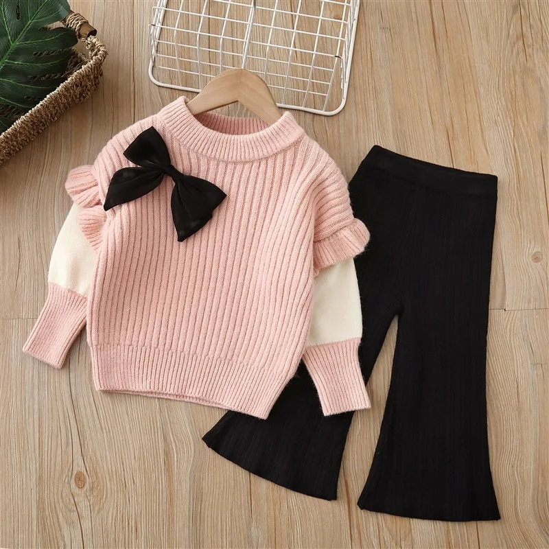 Купи LZH 2022 New Kids Autumn Set Casual Winter Clothes For Girls Outfit Children's Knitted Sweaters Two-piece Suit Baby Girl Clothes за 544 рублей в магазине AliExpress